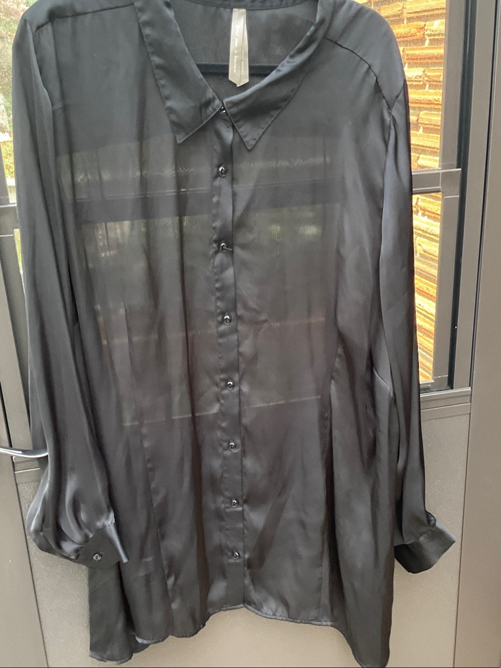 Penningtons Black Sheer Button-Up Blouse